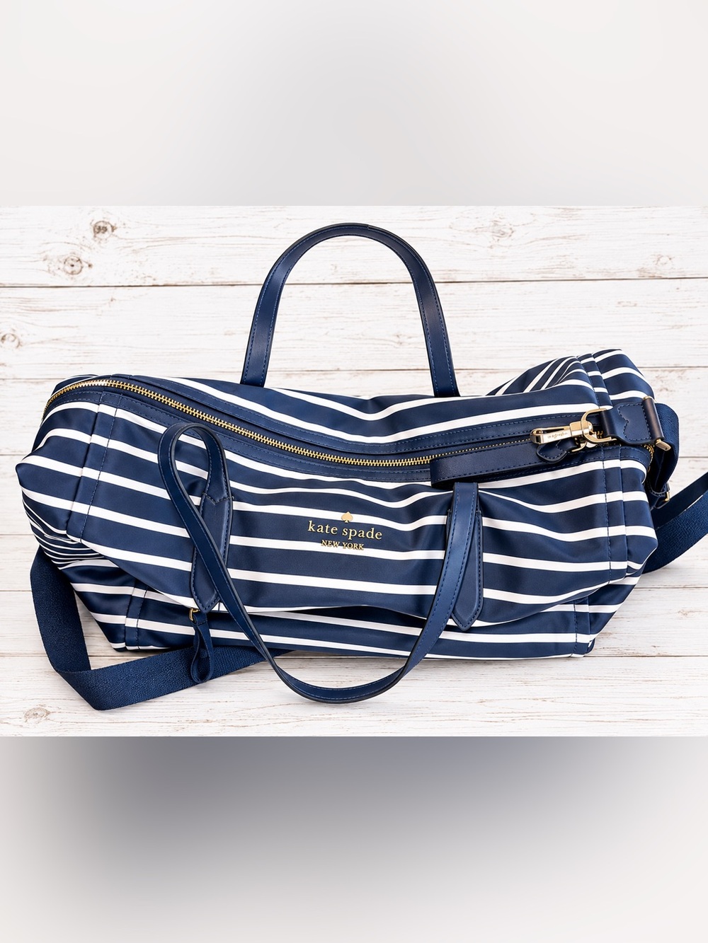 kate spade Navy and White Striped Travel Tote
